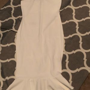 Off white strapless midi dress